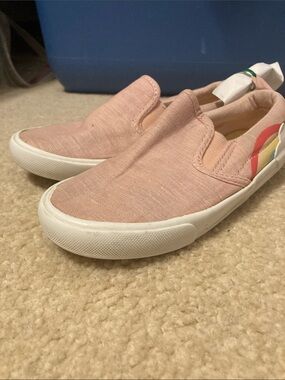 Old Navy Kids Pink Slip-On Sneakers with Rainbow Tab